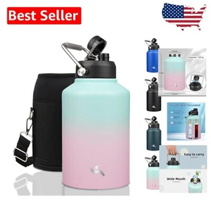 128 oz Insulated Stainless Steel Water Bottle with Pouch - Keep Drinks Hot/Cold - Picture 1 of 9