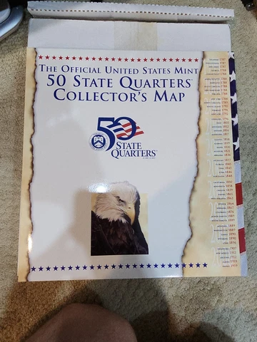 OFFICIAL UNITED STATES MINT 50 STATE QUARTERS COLLECTOR MAP NEVER USED Cover
