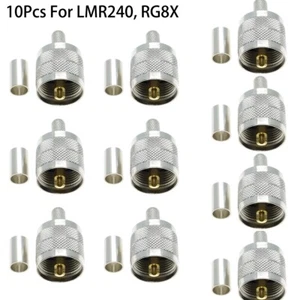 10Pcs UHF PL-259 Male Plug Crimp Connector PTFE RG8X LMR240 RF Coaxial Cable - Afbeelding 1 van 5
