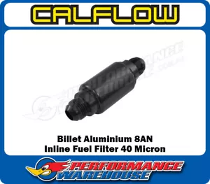 Calflow Billet Aluminium 8AN Inline Fuel Filter 40 Micron, CAL-2833BK - Bild 1 von 3