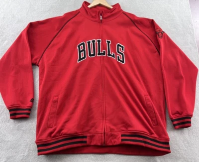 NBA Majestic Jacket Men’s Sz 4XT Chicago Bulls Red Full Zip Track Bomber - Image 1 of 4