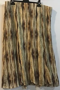 Dressbarn 2X Brown Beige Flared Elastic Waist Knee Length Lined Skirt - Picture 1 of 5
