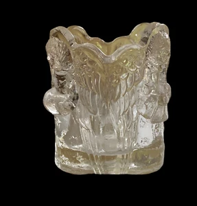 Vintage Square Glass Angel Wings Candle Holder Votive Tea-light or 2" Round - Picture 1 of 4