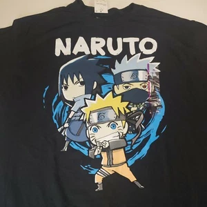 Naruto Shippuden Erwachsene schwarzes T-Shirt Größe XL Anime Kakashi Sasuke neu mit Etikett - Bild 1 von 8