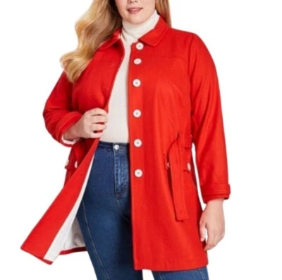 Modcloth Red Mod Belted Car Coat Size 1X NWT - Image 1 of 4