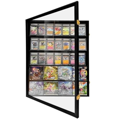 heizi [UV-Coated, Lockable] Solid Wood Trading Card Display Case, Compatible wit - Image 1 of 4