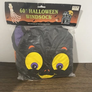 NOS Vtg 1990’s Halloween Windsock 60" Ghosts Bats Full Moon - Picture 1 of 3