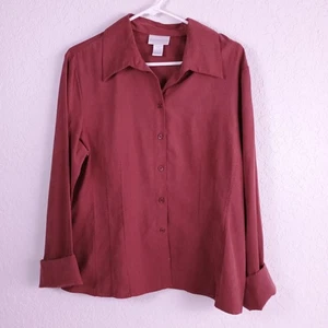 Worthington Button Up Blouse Women's Size XL Maroon Red  - Picture 1 of 6
