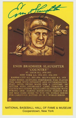 Enos Slaughter Signed Gold Hall Of Fame Postcard - St. Louis Cardinals - Image 1 of 2