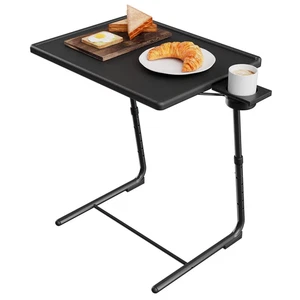 TV Tray Table with Cup Holders, Portable C-Shaped Side Dinner Tray Table, Adjust - Picture 1 of 8
