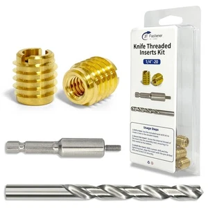 Inserti filettati per legno, kit di installazione, ottone, include 1/4-20 coltello tr... - Foto 1 di 6