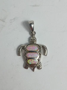 925 Sterling Silber Feueropal Meeresschildkröte Anhänger Tier Ozean Strand edler Schmuck - Bild 1 von 12