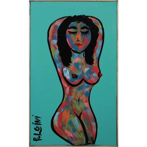 Thomas Pulgini, americano, arte pop abstracto pintura al óleo sobre tabla, "mujer desnuda" - Imagen 1 de 12