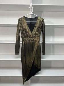 Lulu’s Bursting W/ Glam Metallic Gold A symmetrisches Midikleid Gr. S - Bild 1 von 6