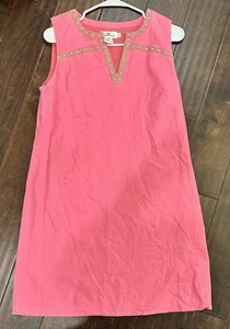Vineyard Vines Linen Shift Dress Sleeveless Beaded Embroidered Sleeveless Size 6 - Picture 1 of 4