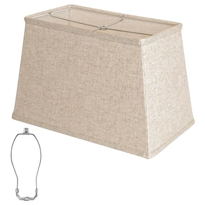 Pantalla de lámpara cuadrada, pantalla grande de lino beige, superior 7"x12,5", inferior 9"x15", ... Foto 1 de 4