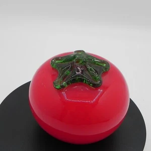 Kunst Glas Tomate mundgeblasen Obst Gemüse Briefbeschwerer Vintage Skulptur - Bild 1 von 8