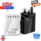 5 Ports 65W GaN Fast Charger USB-C PD Type C UK Plug Wall Charger Power Adapter