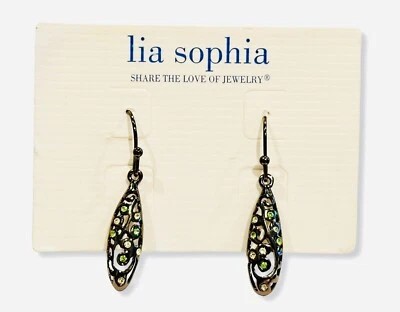 Lia Sophia "Wicked” Hematite Tone  Cut Crystal Accents Drop Dangle Earrings - Image 1 of 2