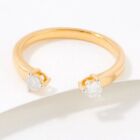 0.20CT Round Lab-Created Diamond Open Cuff Ring 14K Yellow Gold Plated Silver