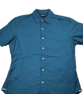 Bonobos Shirt Mens M Blue Polka Dot Short Sleeve Button Down Stretch Tailored - Picture 1 of 3