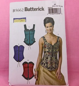 Butterick 5662 Misses' Vintage Steampunk Costume Corset Sew Pattern 6-14 4 Looks - Imagen 1 de 3