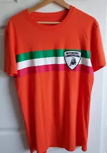 Automobili Lamborghini Mens Orange Logo Flag T-Shirt Size S - Picture 1 of 5