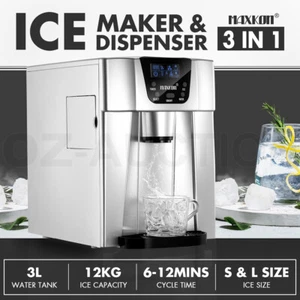Maxkon 3L Ice Maker Machine 3in1 Portable Water Dispenser Bullet Benchtop Silver - Picture 1 of 10