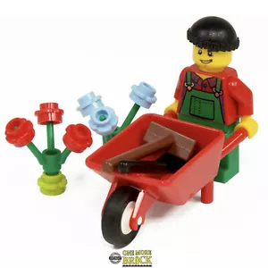 Mini figura de jardinero + carretilla, pala, pala, flores | Todas las piezas LEGO - Imagen 1 de 2