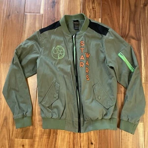 Star Wars Jacket Mens Medium Polyester Full Zip Green Logo Letters VTG - Picture 1 of 12