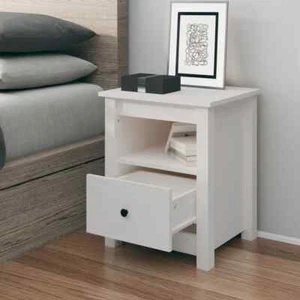 vidaXL Bedside Cabinet White 40x35x49 cm Solid Wood Pine HEE - Picture 1 of 9