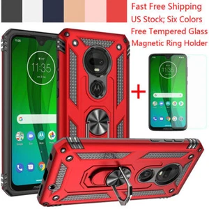 For Motorola Moto E5 E6 G6 G7 G8 Plus/Power/Play Armor Ring Stand TPU Case Cover - Picture 1 of 26