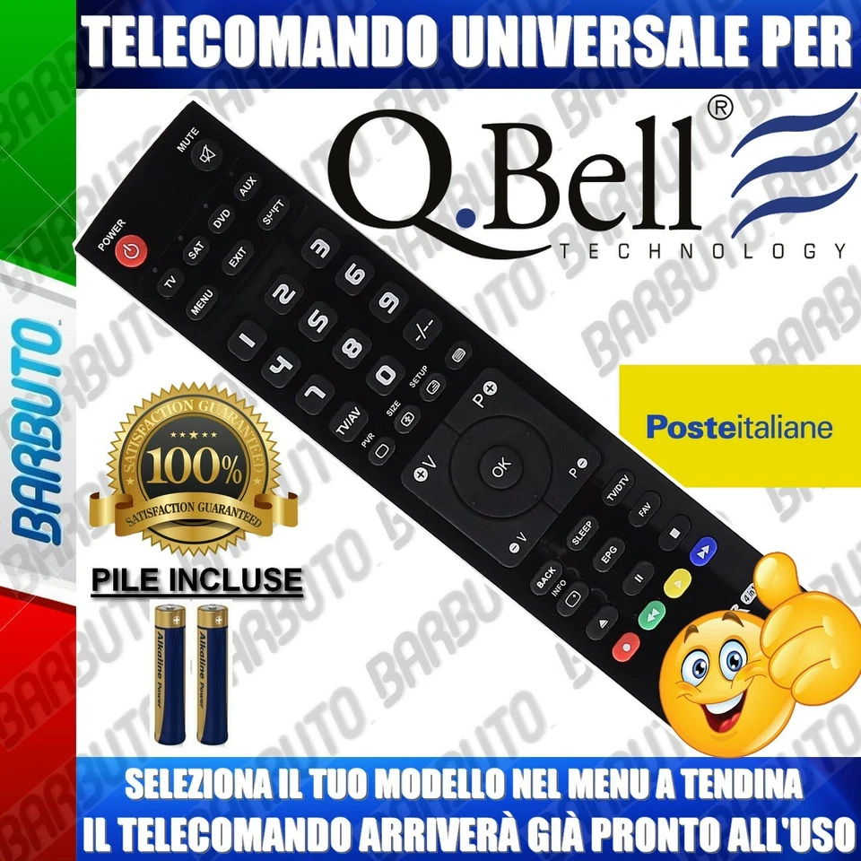 TELECOMANDO UNIVERSALE QBELL Â§ CLICCA SUL TUO MODELLO E LO RICEVERAI GIA PRONTO - Immagine 1 di 1
