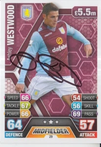 ASHLEY WESTWOOD HAND SIGNED ASTON VILLA MATCH ATTAX CARD 13/14. - Picture 1 of 1