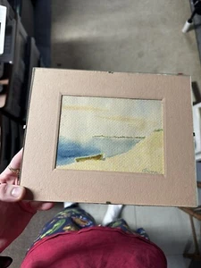 Impresionista Desconocido De Colección - Vista al Mar y Playa Acuarela - Imagen 1 de 3