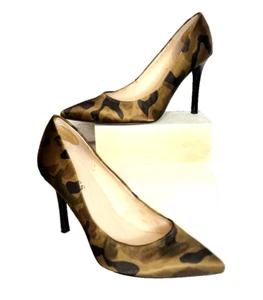 Camo Satin Guess size 8 Pointy Toe Carrie Stilettos High Heels Pumps Black Green - Picture 1 of 6
