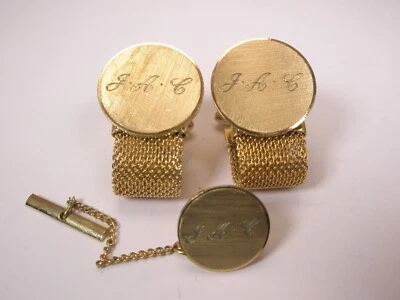 Monograma JAC letra inicial vintage ANSON malha envolvente abotoaduras e amarração - Imagem 1 de 4