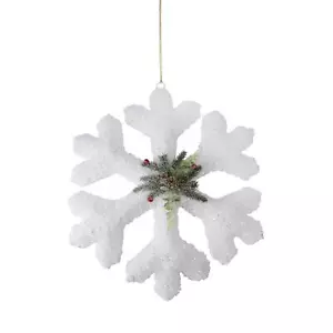 Neu Weihnachten Schneeflocke LED beleuchtet hängend weiß für Weihnachtsdekoration - Bild 1 von 5