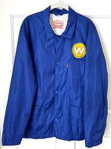Levi’s Golden State Warriors Jacket Blue Windbreaker Men’s Large Snap Button NBA - Picture 1 of 7