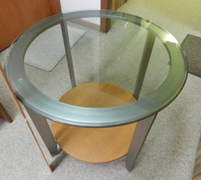 BERNHARDT Clark Quality Round Glass top, Mid-Century-Modern, Coffee/End Table - Image 1 of 4