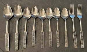 Vtg Stanley Roberts Stainless Flatware BURGUNTINE VELVET 10 Piece Forks/Spoons - Picture 1 of 4