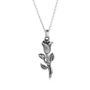 Edelstahl Rose Blume Anhänger 20 Zoll Kabel Kette Halskette (1x,1,5 Zoll) - Bild 1 von 2