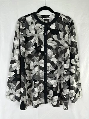 Nuevo Top Isaac Mizrahi Abotonado Mujer Talla 16 Multicolor Floral Manga Larga Foto 1 de 4