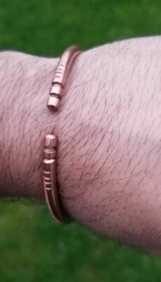 Pure copper handmade punjabi hindu sikh singh adjustable cuff healing kara i12 - Image 1 of 4