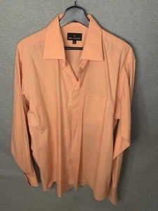 Stacy Adams Dress Shirt Men 17 36-37 Peach/pink Pocket French Cuff Button Up - Picture 1 of 5