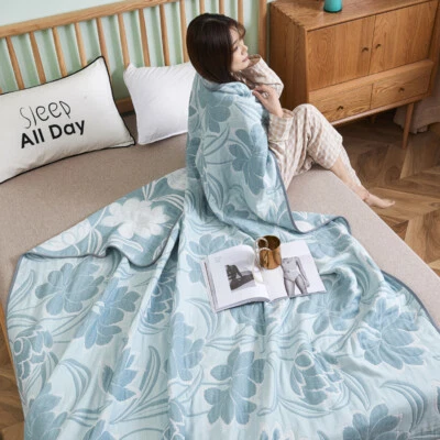 Breathable Blanket Gauze Pure Cotton Bed Cover Six Layers 100% Cotton Blankets - Image 1 of 4