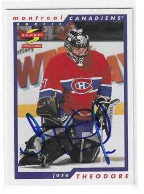 Jose Theodore Signed 1996/97 Score Card #267 Montreal Canadiens - Image 1 of 2