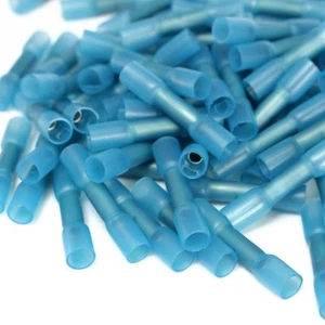 25 Heat Shrink Butt Connectors / Splices Blue 16-14 Ga Free Domestic Shipping - Picture 1 of 1