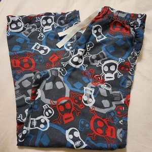 Gap Kids Sleepwear Boys Pajama Pants Size 10 Gray Skulls Red Blue Bottoms - Picture 1 of 7