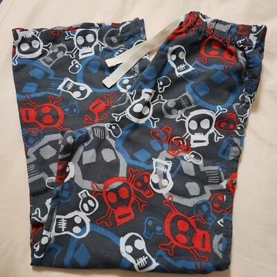 Gap Kids Sleepwear Boys Pajama Pants Size 10 Gray Skulls Red Blue Bottoms - Image 1 of 4